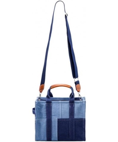 Totebag Denim Canvas Panels Tote Bag Shoulder Crossover Bag, Women's Canvas Tote, (Blue) Blue $32.24 Totes