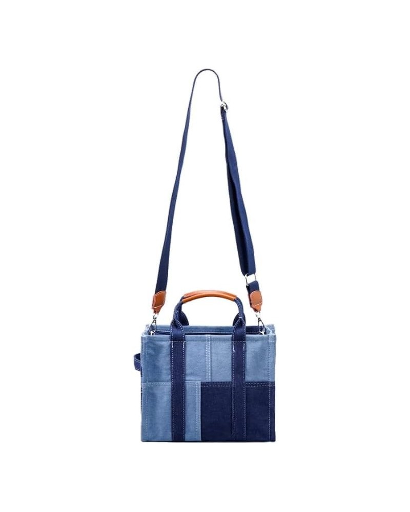 Totebag Denim Canvas Panels Tote Bag Shoulder Crossover Bag, Women's Canvas Tote, (Blue) Blue $32.24 Totes