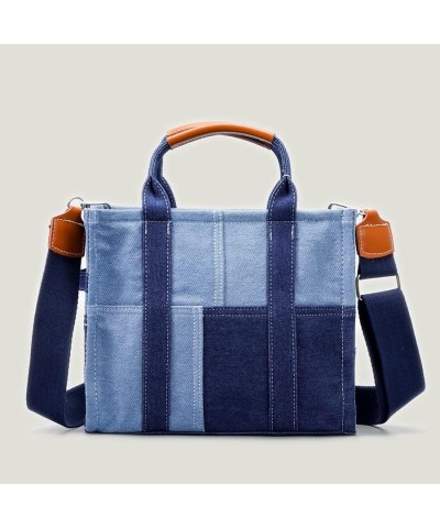 Totebag Denim Canvas Panels Tote Bag Shoulder Crossover Bag, Women's Canvas Tote, (Blue) Blue $32.24 Totes