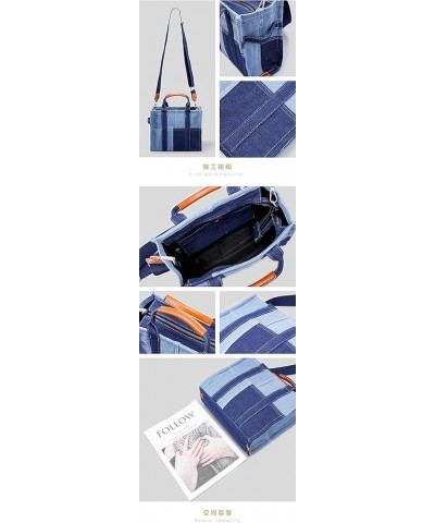 Totebag Denim Canvas Panels Tote Bag Shoulder Crossover Bag, Women's Canvas Tote, (Blue) Blue $32.24 Totes