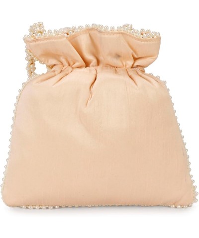 Indian Ethnic Pearls & Sequence Potli Bag for Women, Wedding Potli Bag and For Ethnic Wear Potli Bag Peach $14.57 Clutches