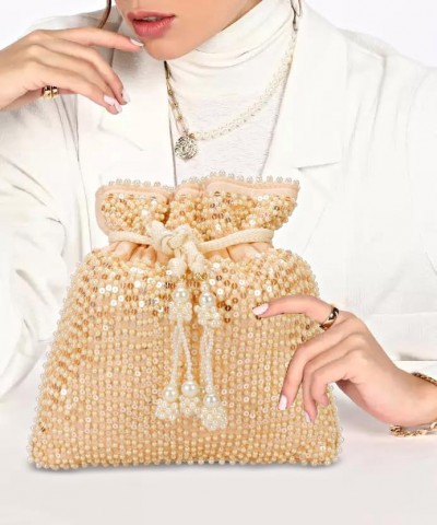 Indian Ethnic Pearls & Sequence Potli Bag for Women, Wedding Potli Bag and For Ethnic Wear Potli Bag Peach $14.57 Clutches