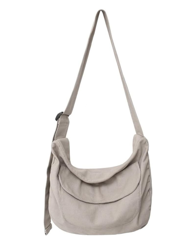 Women Casual Shoulder Bag Men-Canvas Tote Bag Large Capacity Crossbody Bag Solid Color Messenger Bag Unisex Shopping Bag Gray...