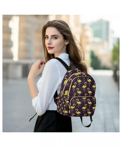 Women Backpack Gold Diamond Flamingo Anti-Theft Travel Backpack with Luggage Belt Lightweight Handbag Lady Purse Roomy Double...