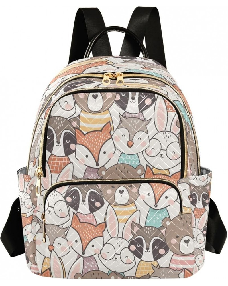 Women Backpack Purse Fox Racoon Bear Rabbit Squirrel Fashion Shoulder Bags Travel Backpack Small Daypacks S Medium $11.70 Bac...