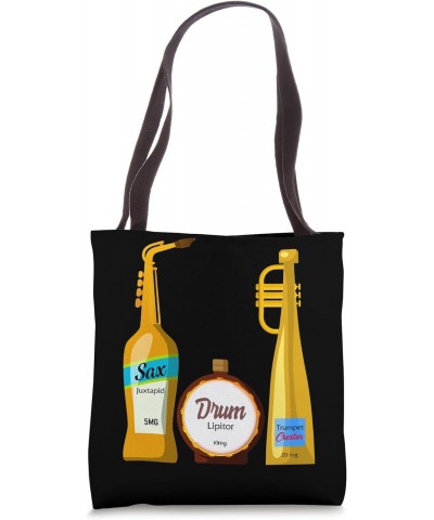 Nurse Sax Drum Trumpet Musical Instrument Mardi Grass Crna P Tote Bag $14.95 Totes