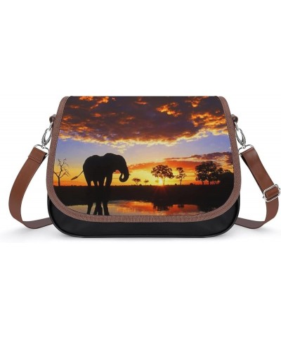 Leather Hobo Bags Women's Crossbody Shoulder Bag Classic City Top Handle Satchels Sunset Elephant Color5 $24.93 Hobo Bags