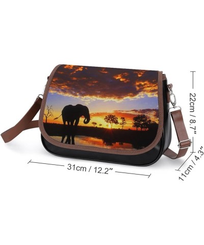 Leather Hobo Bags Women's Crossbody Shoulder Bag Classic City Top Handle Satchels Sunset Elephant Color5 $24.93 Hobo Bags