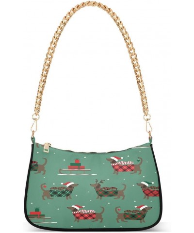 Christmas Dachshund Dog Snowflake Gift Retro Women's Handbags Tote Crossbody Bag Purse Ladies Shoulder Bag Hobo Handbag $16.1...