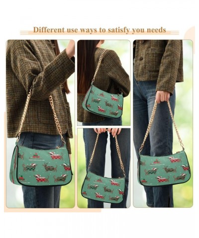 Christmas Dachshund Dog Snowflake Gift Retro Women's Handbags Tote Crossbody Bag Purse Ladies Shoulder Bag Hobo Handbag $16.1...