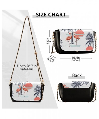 Flamingo Sunset Tree Crossbody Bags for Women Leather Purse Shoulder Bag Handbag for Gifts Work Daily $23.19 Shoulder Bags