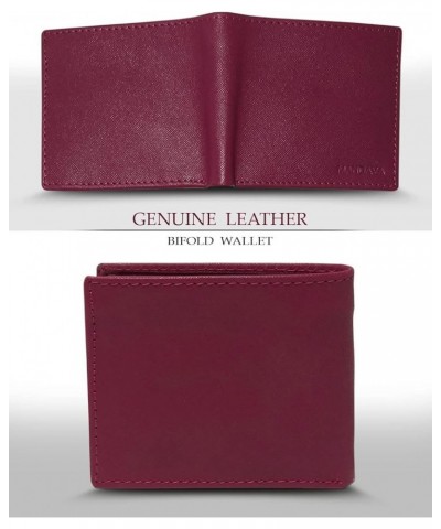 Genuine Safiano Leather Unisex Casual Bifold Wallet (GREEN) MAROON $13.68 Wallets