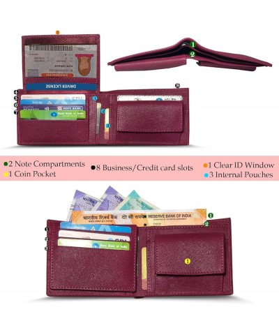 Genuine Safiano Leather Unisex Casual Bifold Wallet (GREEN) MAROON $13.68 Wallets