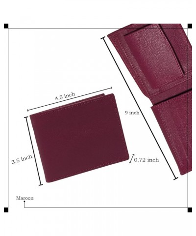 Genuine Safiano Leather Unisex Casual Bifold Wallet (GREEN) MAROON $13.68 Wallets