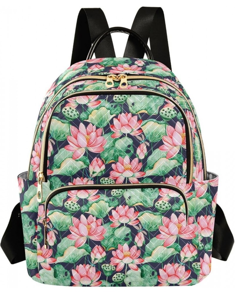 Lotus and Dragonflies Women's Backpack Purse Causal Daypack Work Travel College Business Trip Bag Shoulder Bag Small $12.79 B...