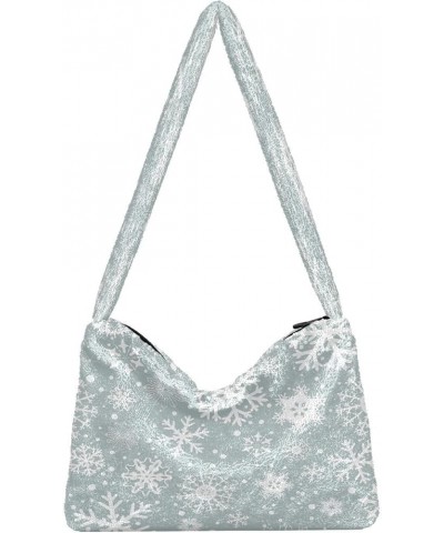 Modern Christmas New Year Decoration Lady Crossbody Hobo Handbag, Fluffy Bag Women Shoulder Handbag Christmas Snowflakes $9.6...