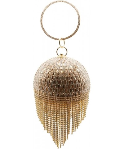 Women Round Ball Crystal Evening Clutch Purse Tassel Wedding Party Hand Bags Silver Gold 3 $28.74 Evening Bags