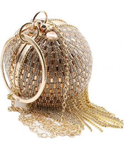 Women Round Ball Crystal Evening Clutch Purse Tassel Wedding Party Hand Bags Silver Gold 3 $28.74 Evening Bags