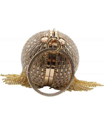 Women Round Ball Crystal Evening Clutch Purse Tassel Wedding Party Hand Bags Silver Gold 3 $28.74 Evening Bags