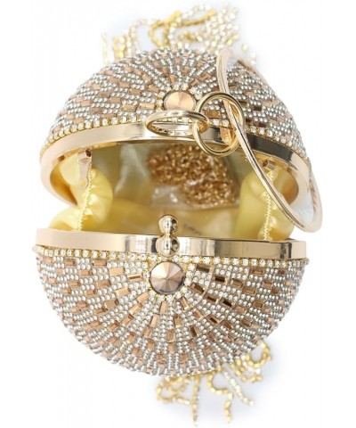 Women Round Ball Crystal Evening Clutch Purse Tassel Wedding Party Hand Bags Silver Gold 3 $28.74 Evening Bags