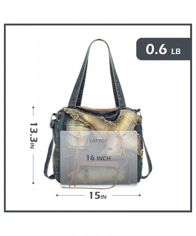 Denim Purse Jean Tote Bag for Women Crossbody Shoulder Denim Purses and Handbags for Women F Plus-black $11.05 Totes