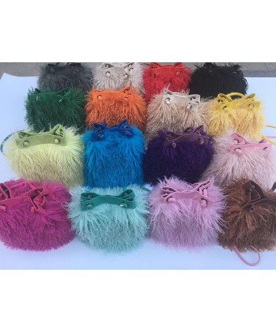 Women's Faux Lamb Fur Bucket Bags and Purses Fluffy Fuzzy Plush Hobo and Shoulder Handbags Party Money Bag Red $18.35 Hobo Bags