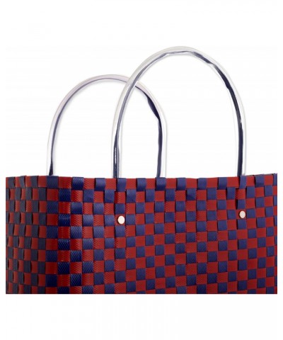 Handmade Tote Bag Red Blue Recycled Plastic Patterned Colombia 'Crafts Fair' $39.12 Totes