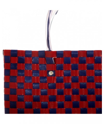 Handmade Tote Bag Red Blue Recycled Plastic Patterned Colombia 'Crafts Fair' $39.12 Totes