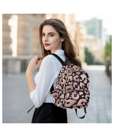 Rose Gold Leopard Print Pink Cheetah Animal Small Backpack Purse for Women Travel Bag Fashion Daypack Back Pack Shoulder Bag ...