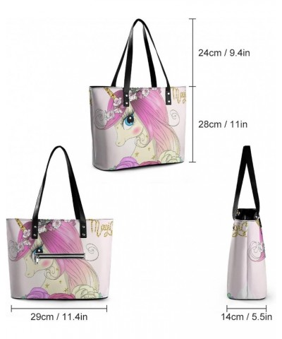 Womens Handbag Unicorn And Butterfly Leather Tote Bag Top Handle Satchel Bags For Lady $14.00 Totes