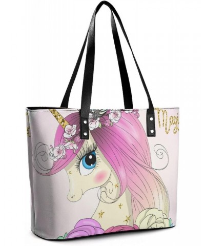 Womens Handbag Unicorn And Butterfly Leather Tote Bag Top Handle Satchel Bags For Lady $14.00 Totes