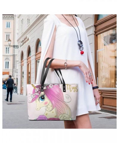 Womens Handbag Unicorn And Butterfly Leather Tote Bag Top Handle Satchel Bags For Lady $14.00 Totes