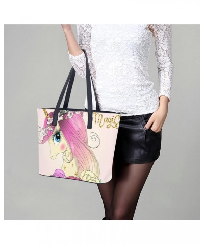 Womens Handbag Unicorn And Butterfly Leather Tote Bag Top Handle Satchel Bags For Lady $14.00 Totes