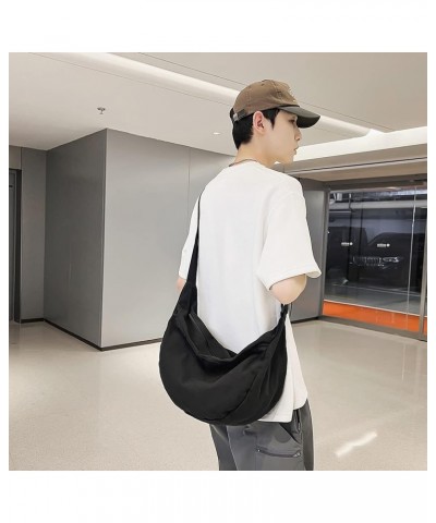 Crossbody Bag Crescent Underarm Packs Solid Color Simple Fashion Japanese Style for Weekend Vacation Black $9.11 Shoulder Bags