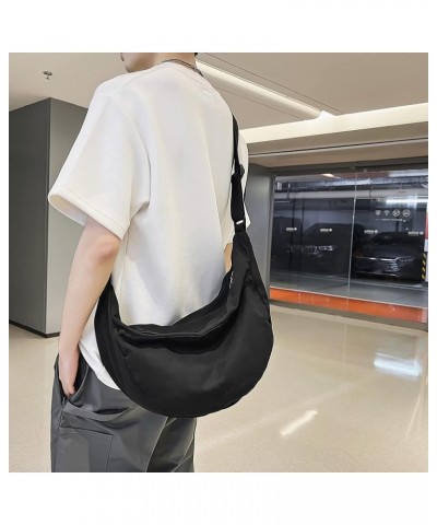 Crossbody Bag Crescent Underarm Packs Solid Color Simple Fashion Japanese Style for Weekend Vacation Black $9.11 Shoulder Bags