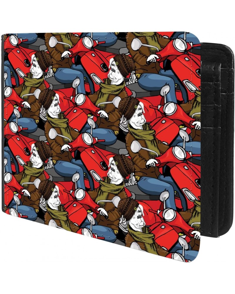 Unique Desige Pattern - Hand Drawn Illustration of Dressed Dog, Slim Front Pocket Wallet Billfold RFID Blocking $11.46 Wallets