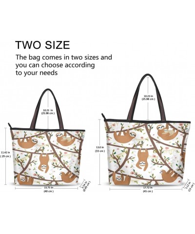 QMXO Funny Animal Sloth Flower Leaves Handbags and Purse for Women Tote Bag Large Capacity Top Handle Shopper Shoulder Bag $1...