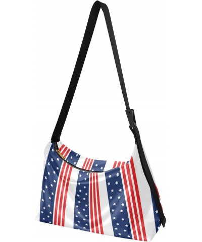 Usa Flag Star Stripes Hobo Shoulder Bag for Women Men PU Leather Crossbody Bag Slouchy Tote Handbags for Shopping Traveling W...