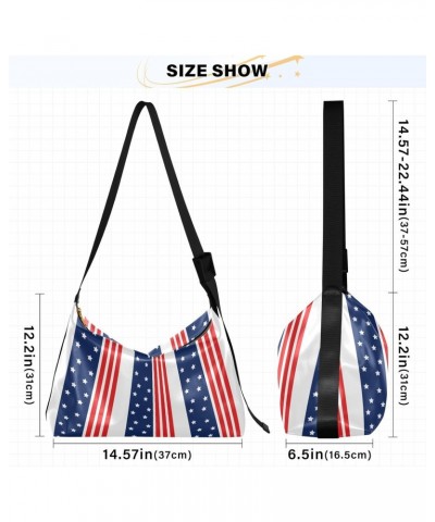 Usa Flag Star Stripes Hobo Shoulder Bag for Women Men PU Leather Crossbody Bag Slouchy Tote Handbags for Shopping Traveling W...