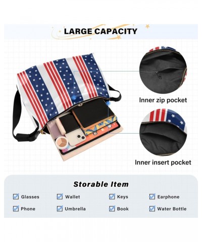 Usa Flag Star Stripes Hobo Shoulder Bag for Women Men PU Leather Crossbody Bag Slouchy Tote Handbags for Shopping Traveling W...