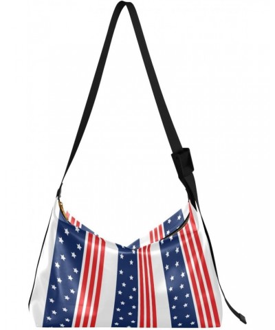 Usa Flag Star Stripes Hobo Shoulder Bag for Women Men PU Leather Crossbody Bag Slouchy Tote Handbags for Shopping Traveling W...