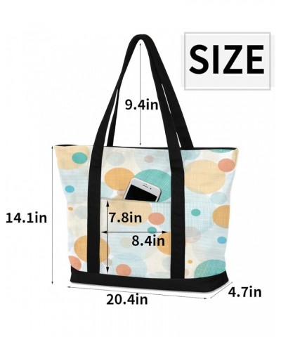 Tote Bag for Women Canvas Shoulder Bag Large Casual Handbag Lightweight Tote Bag with Zipper for Work Travel Shopping Polka D...