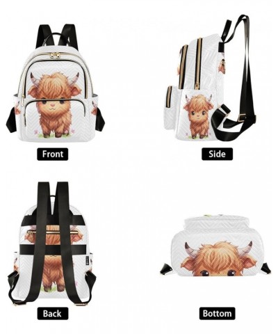 Backpack Purse for Women Cute Little Highland Cow, Mini Fashion Backpack Kawaii Lightweight Casual Daypack Shoulder Bag Trave...