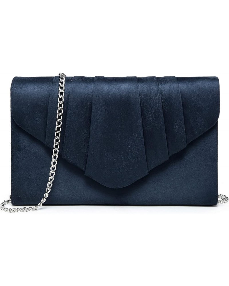 Womens Evening Bag Velvety Pleated Envelope Clutch Handbag Wedding Party Bridal Purse (Black) 1-velvet Navy $27.80 Evening Bags