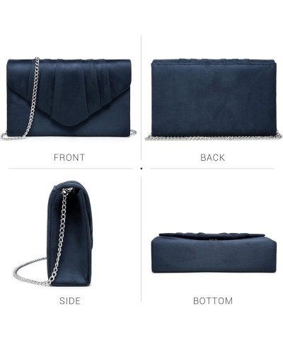 Womens Evening Bag Velvety Pleated Envelope Clutch Handbag Wedding Party Bridal Purse (Black) 1-velvet Navy $27.80 Evening Bags