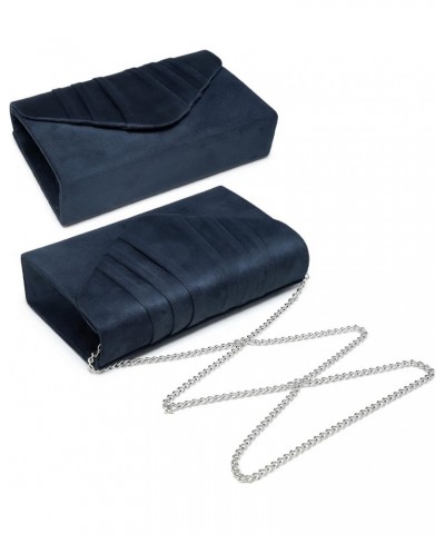 Womens Evening Bag Velvety Pleated Envelope Clutch Handbag Wedding Party Bridal Purse (Black) 1-velvet Navy $27.80 Evening Bags