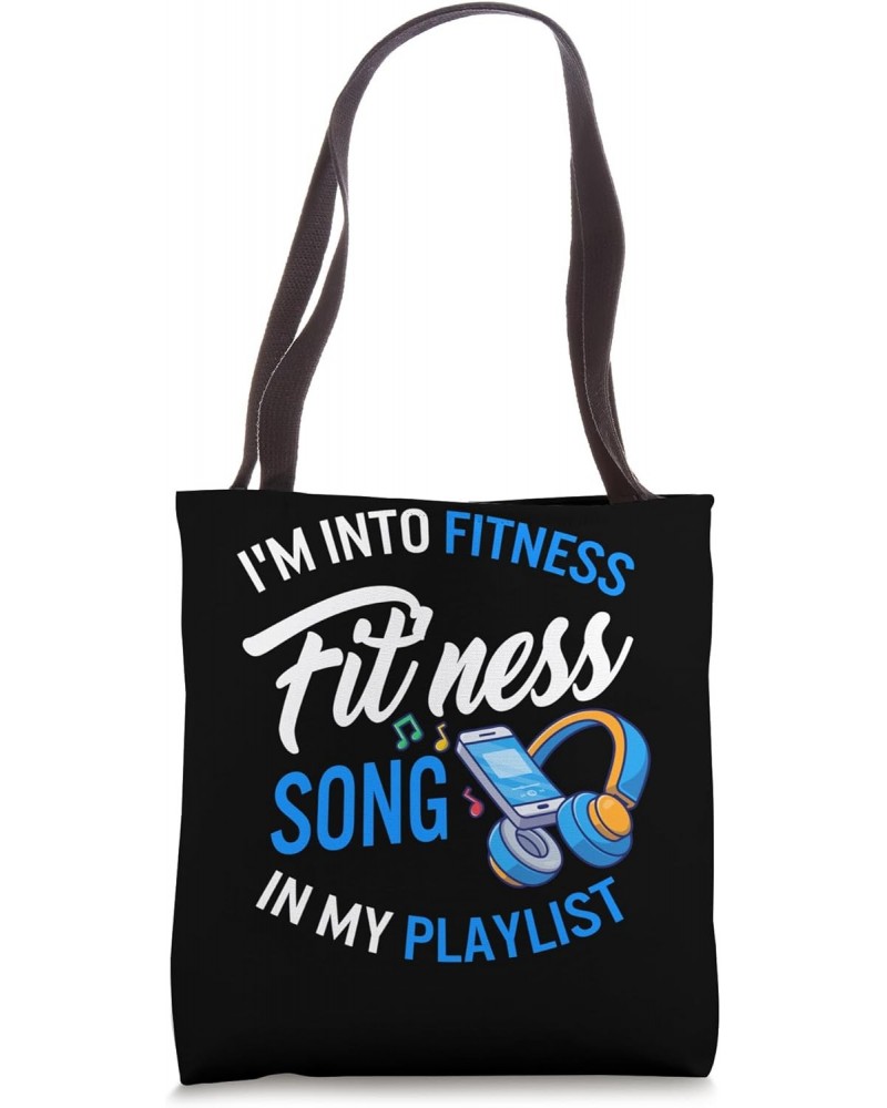 Music I'm Into Fitness Song In My Playlist Headphones Tee, F Tote Bag $12.63 Totes