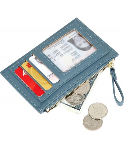 Women's Leather Slim Minimalist Card Holder Case Cute Small Zipper Coin Change Wallet, Yellow Blue $7.83 Wallets