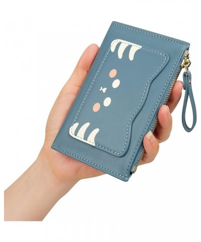 Women's Leather Slim Minimalist Card Holder Case Cute Small Zipper Coin Change Wallet, Yellow Blue $7.83 Wallets