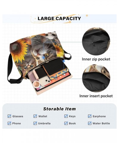 Funny Happy Dog PU Leather Shoulder Bag Leather Shoulder Bag for Women Mens Crossbody Bag Funny Cats and Sunflower $14.79 Hob...